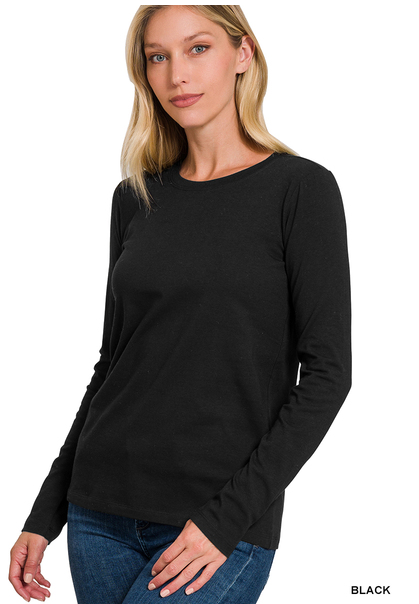 Cotton crew neck long sleeve t-shirt