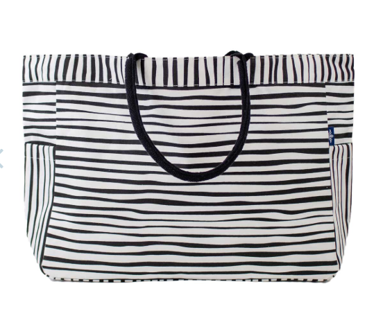 Stripe Durham Tote in White/Black