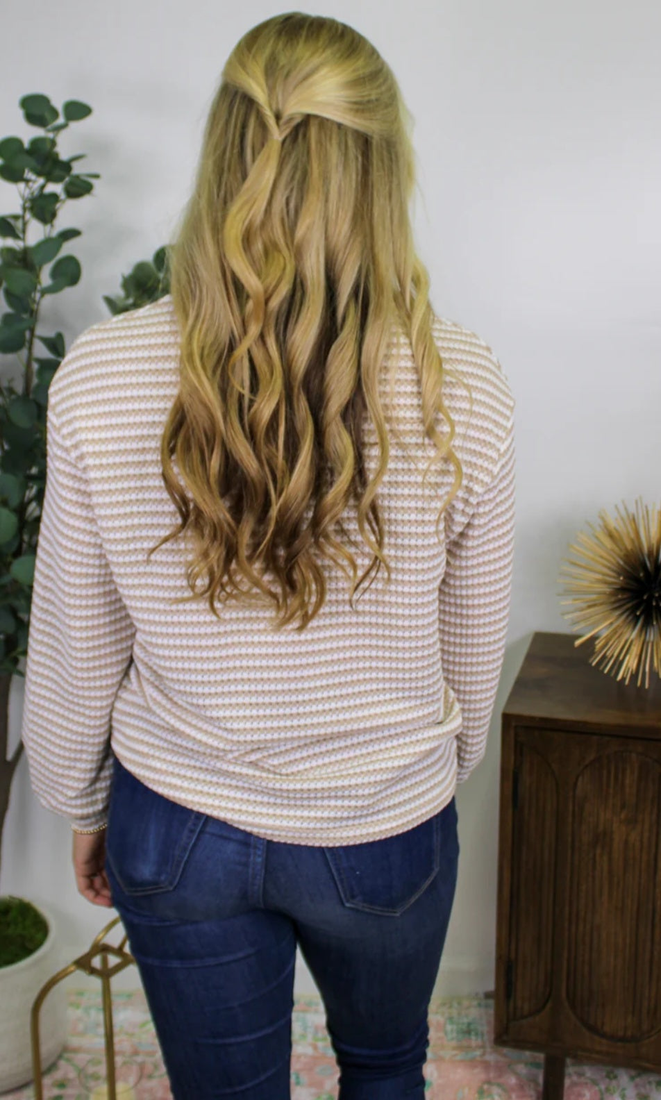 Striped Khaki Long Sleeve Top