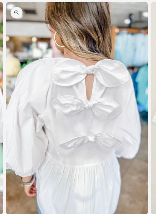 White Bowknot Top