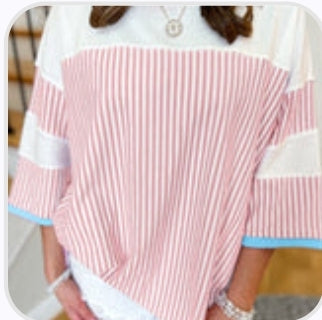 Pink Striped Plus Size Tee