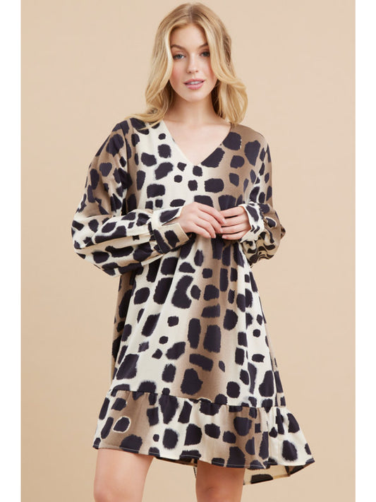 Leopard print dress with a V-neck