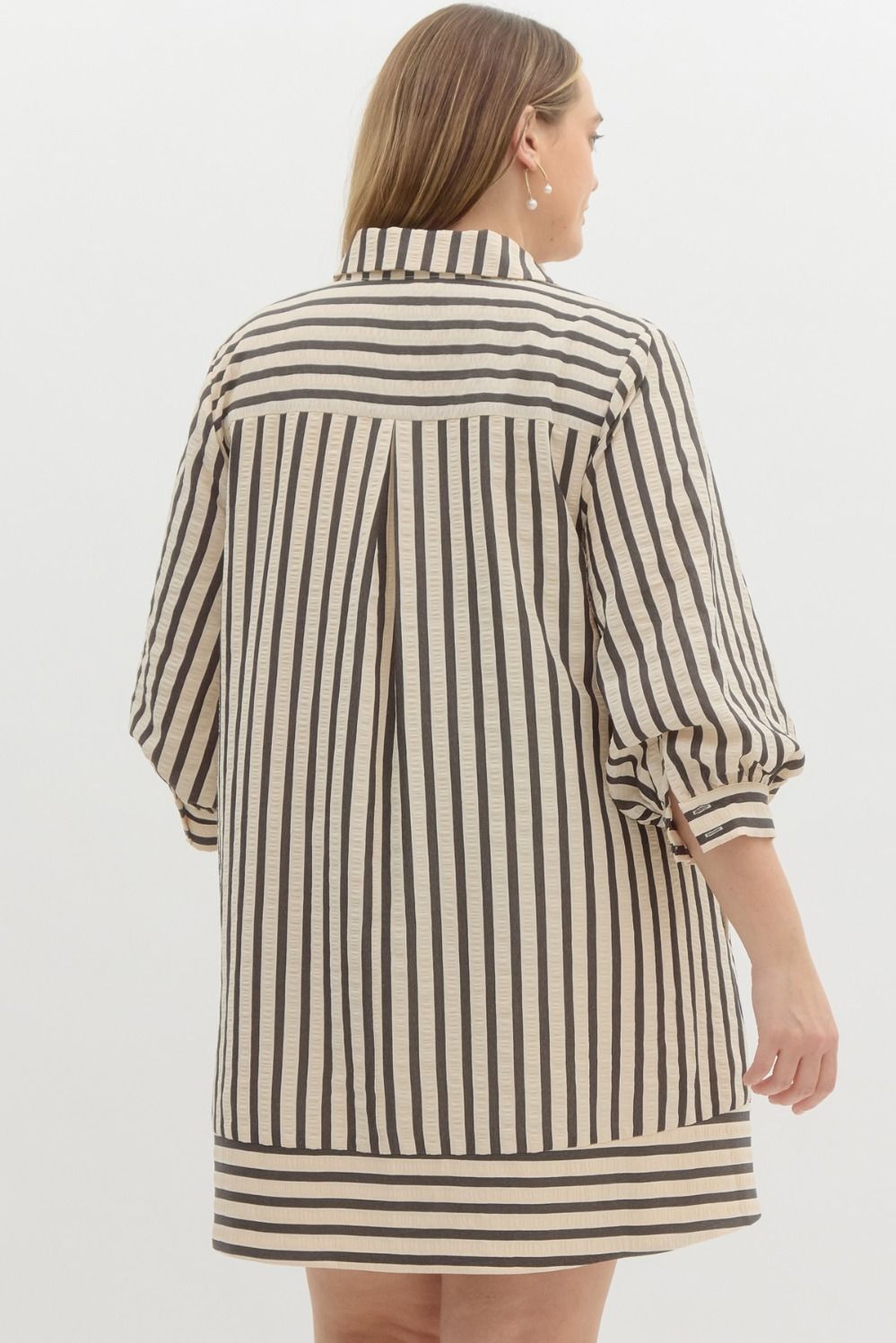 Striped Seersucker Plus Dress