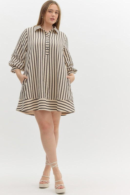 Striped Seersucker Plus Dress