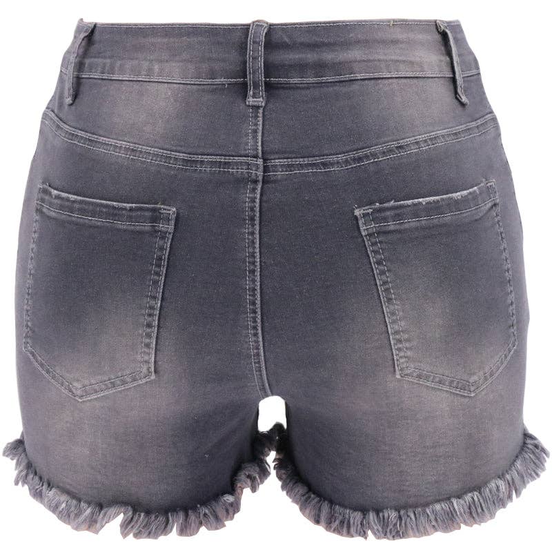 Women's High-rise Ripped Stretch Summer Denim Shorts