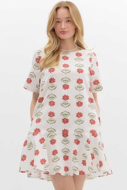 Red Floral Mini Dress