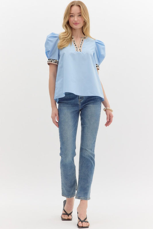 Blue Leopard Top