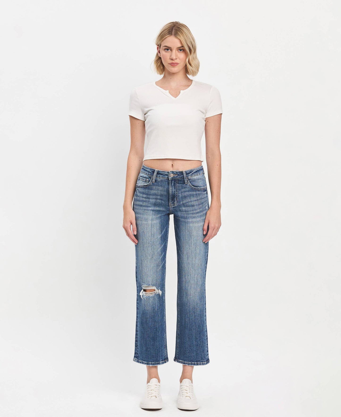 HIGH RISE ANKLE STRAIGHT JEANS