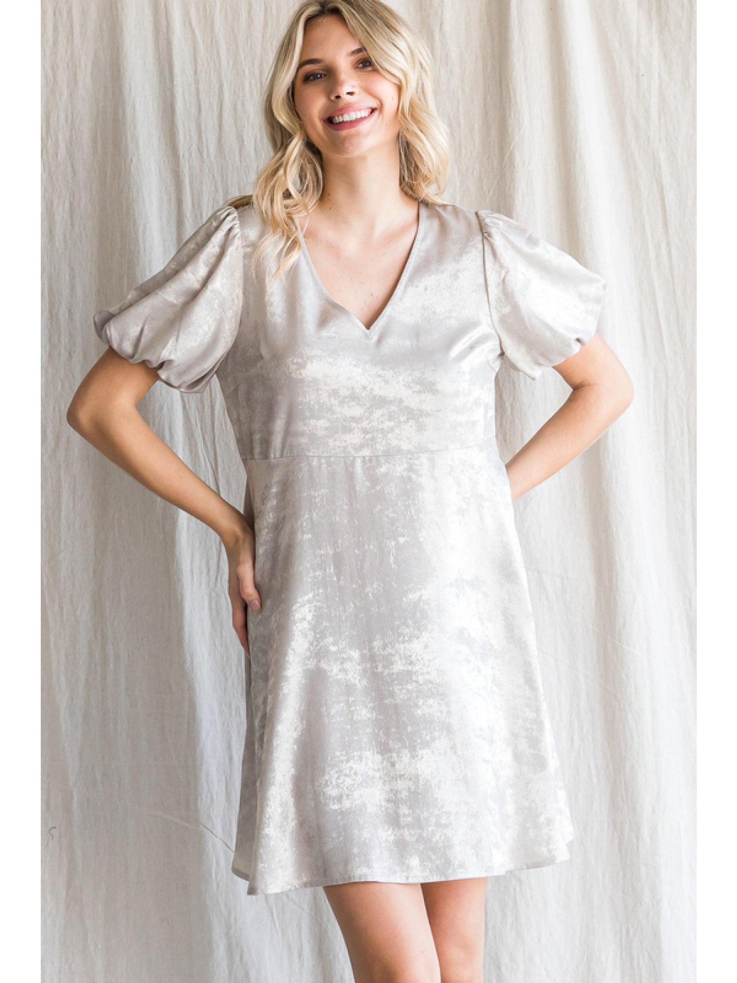Metallic smeared print dress