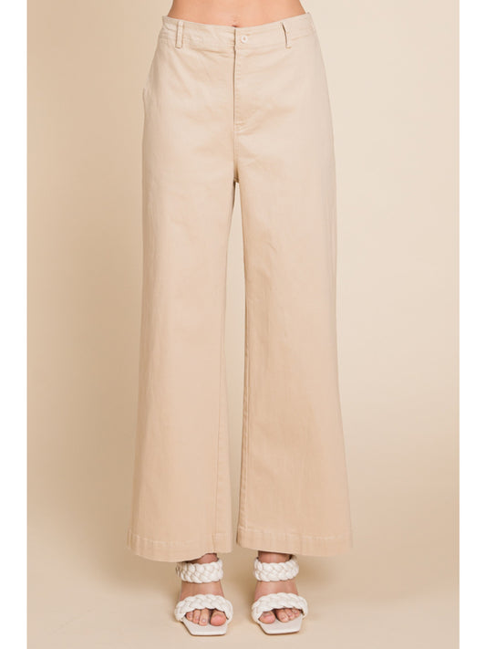 Off White High Waist Flared Leg Pants