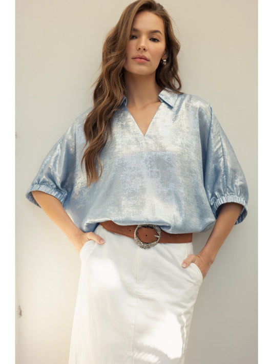 Blue Skies Metallic Top