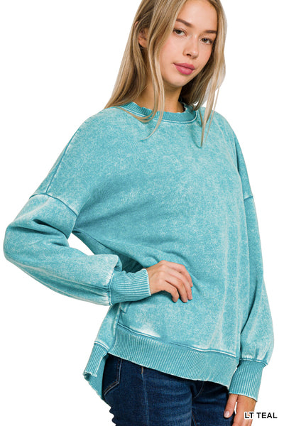 Zenana Acid Washed Fleece Sweatshirt